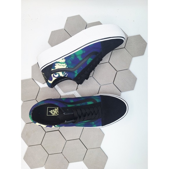 VANS Old School Stackform Glow-In-The-Dark Skull Print Women Sz 10 Black Green - Picture 5 of 7